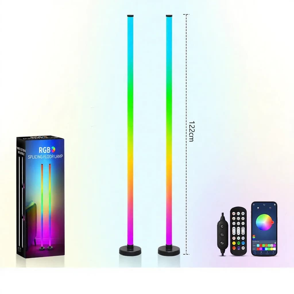 Підлогова лампа RGB з синхронізацією з музикою, світінням 360°, керуванням через додаток для ігор