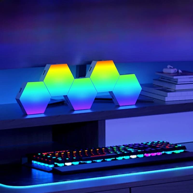 RGB-панелі світла з реакцією на звук у формі шестикутника з керуванням через додаток