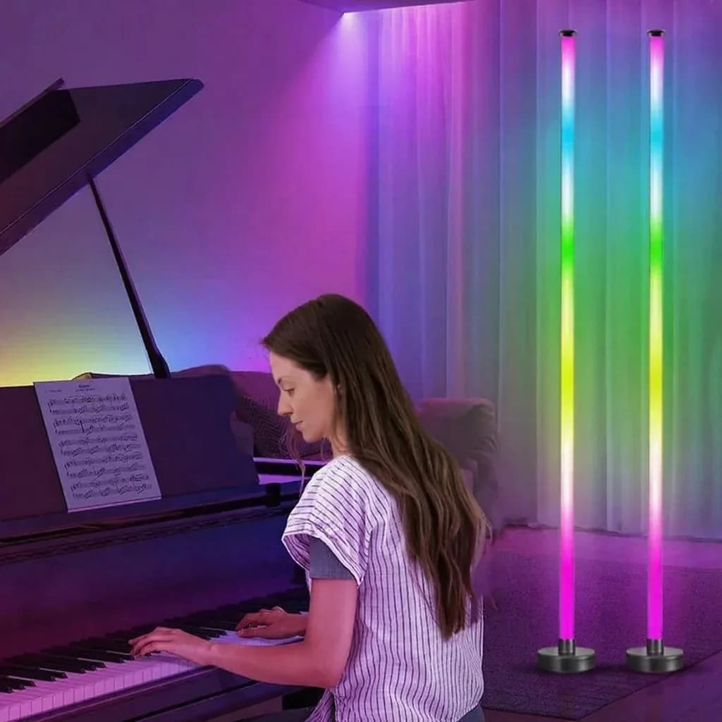 Підлогова лампа RGB з синхронізацією з музикою, світінням 360°, керуванням через додаток для ігор