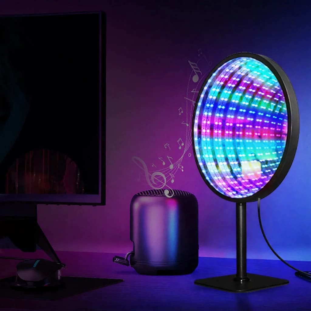 Кругле акрилове дзеркало нескінченності 3D «Безодня», USB RGB-світильник