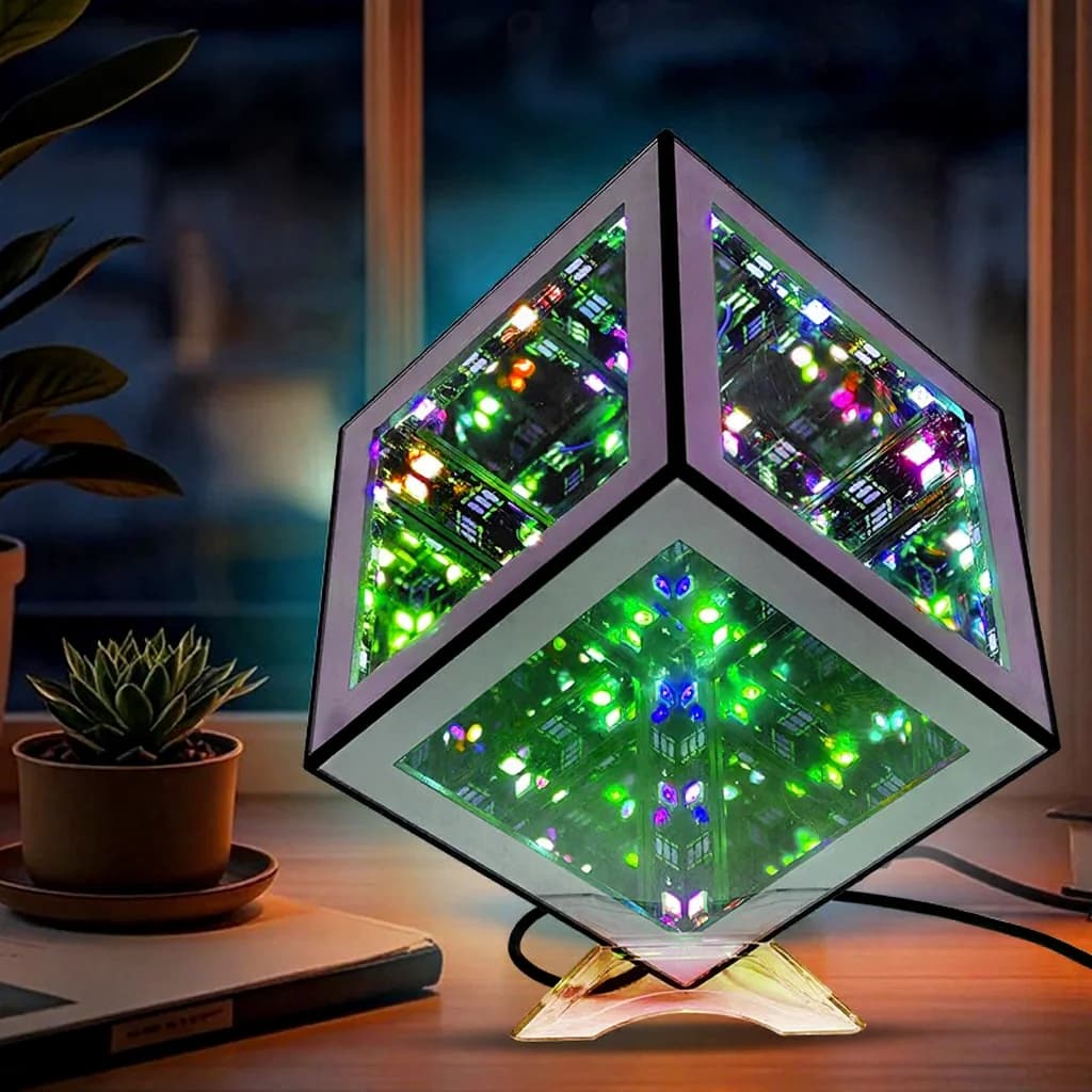 3D-лампа «Нескінченний куб» RGB з режимом реакції на звук