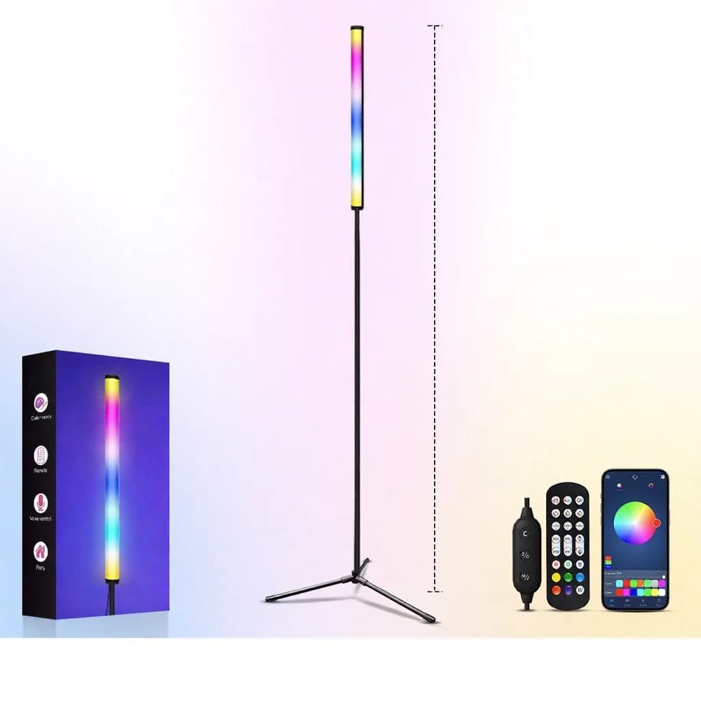 Підлогова лампа RGB зі зміною кольору, синхронізацією музики та керуванням через додаток