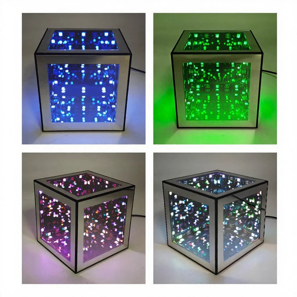 3D-лампа «Нескінченний куб» RGB з режимом реакції на звук