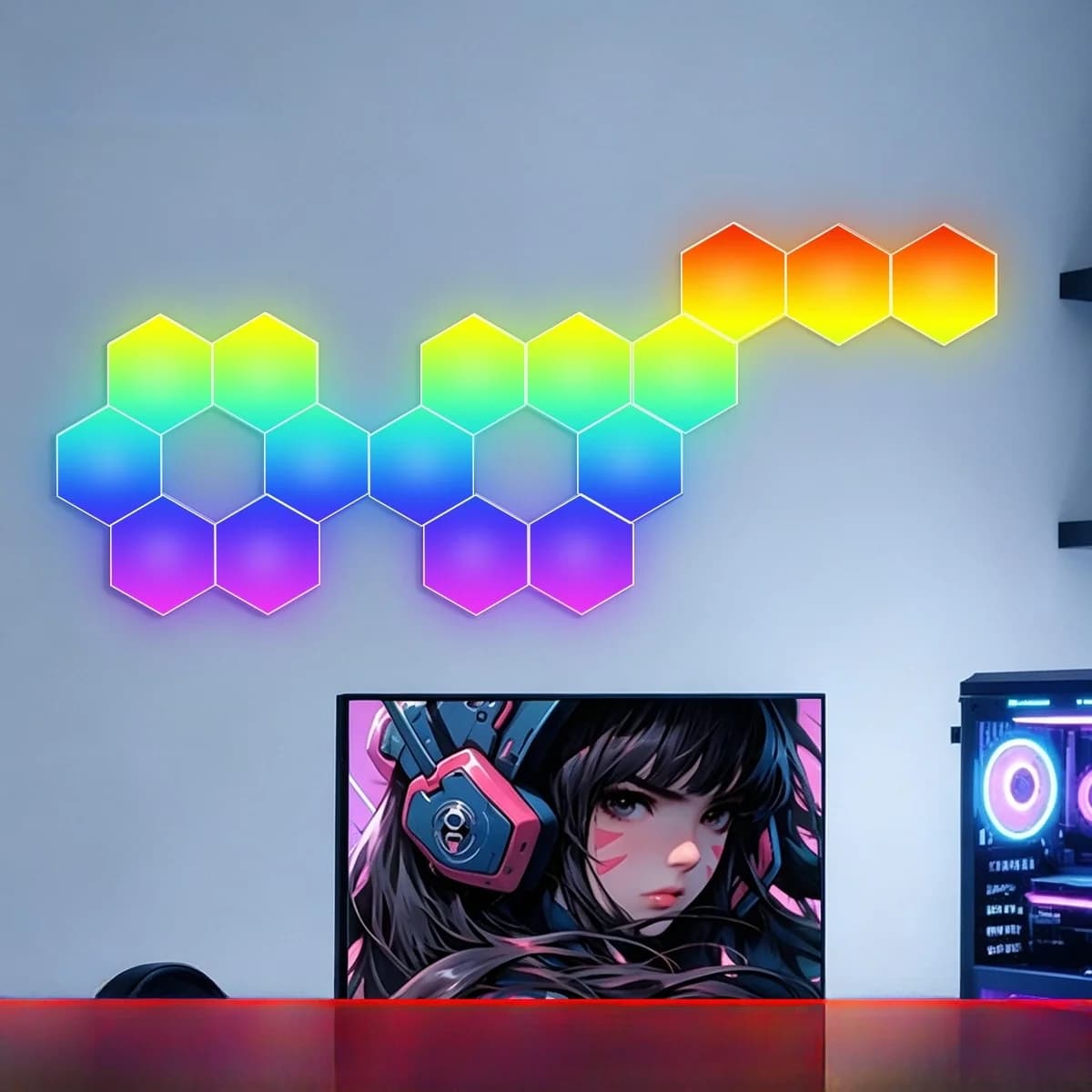 RGB-панелі світла з реакцією на звук у формі шестикутника з керуванням через додаток