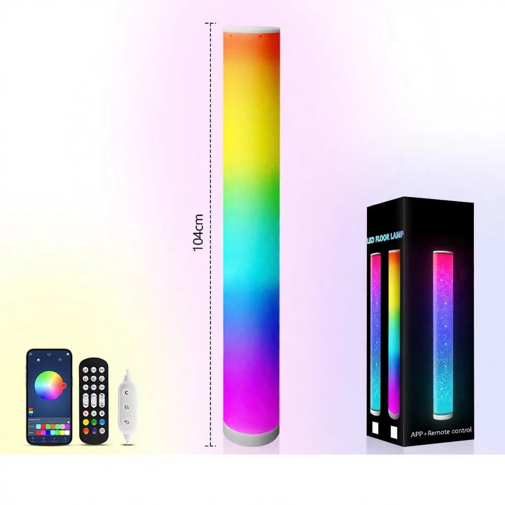 Підлогова лампа-циліндр RGB з пультом та синхронізацією музики