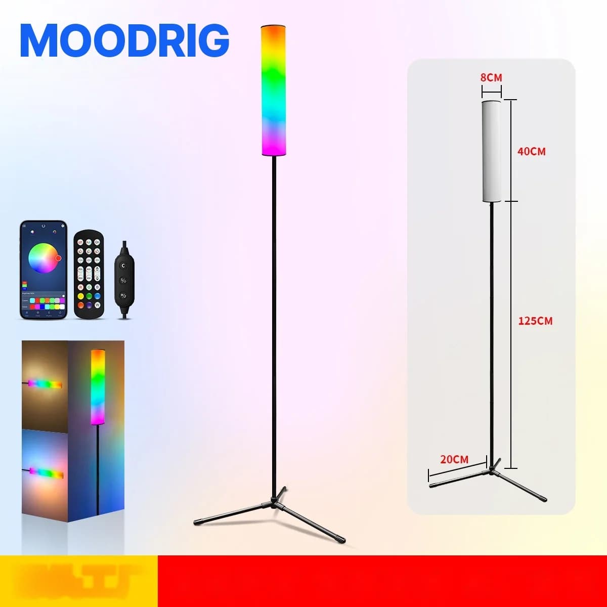 Світлодіодна підлогова лампа-тринога RGB з пультом для спальні та вітальні