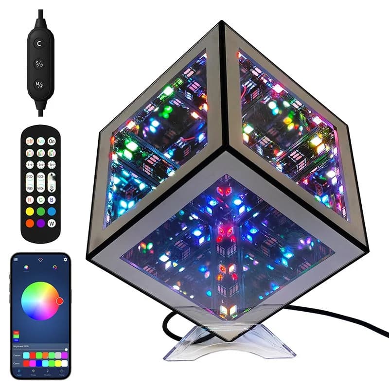 3D-лампа «Нескінченний куб» RGB з режимом реакції на звук