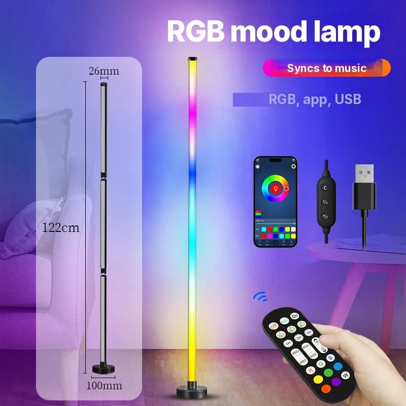 RGB-торшер зі зміною кольору, синхронізацією музики та керуванням через додаток