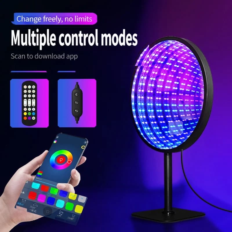 Кругле акрилове дзеркало нескінченності 3D «Безодня», USB RGB-світильник